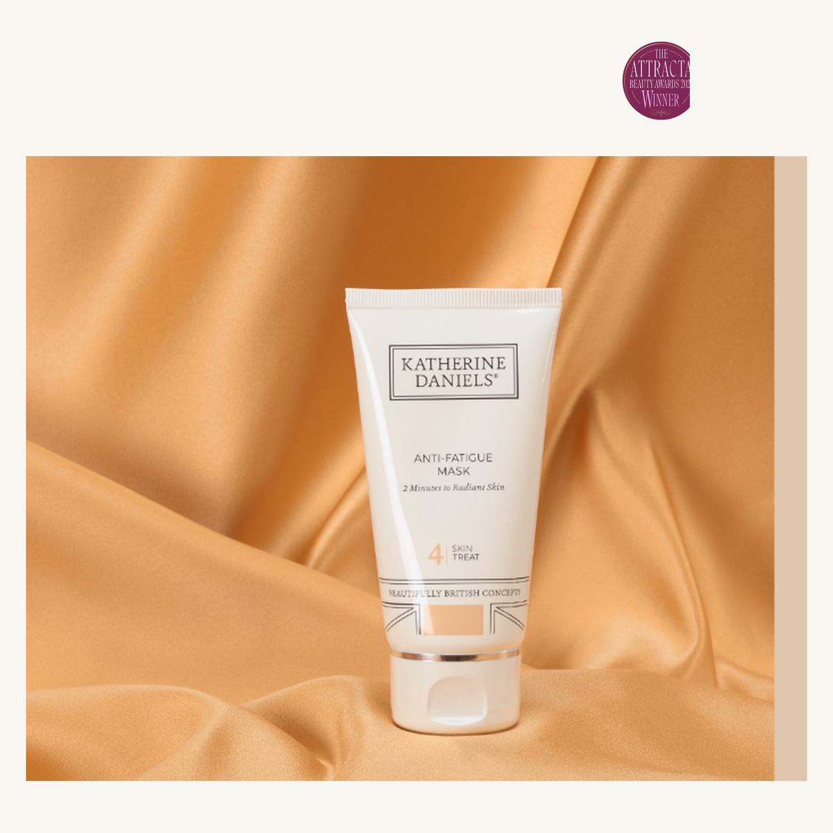 Katherine Daniels Anti-Fatigue Mask with Attracta Beauty Awards 2025 Winner badge