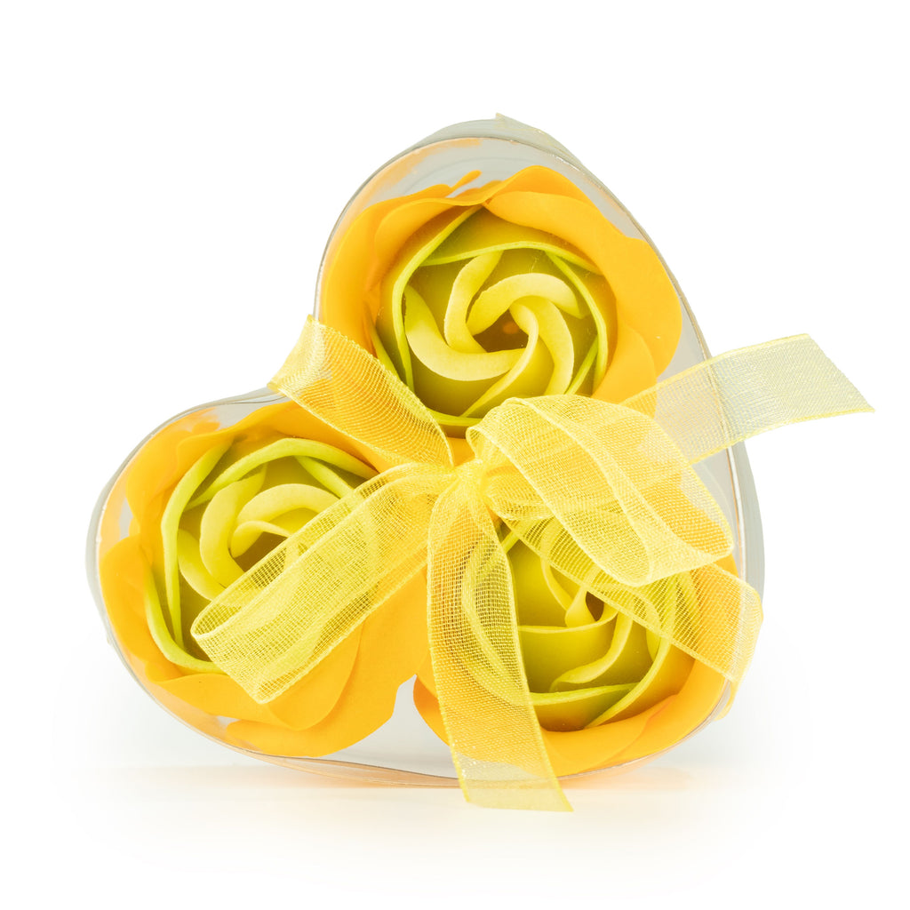 Spring mix set of 3 soap rose heart gift boxes