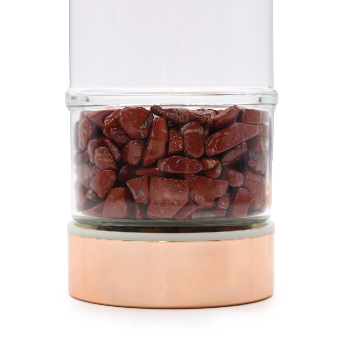 Glass Tea Infuser Bottle – Rose Gold & Red Jasper, 500ml