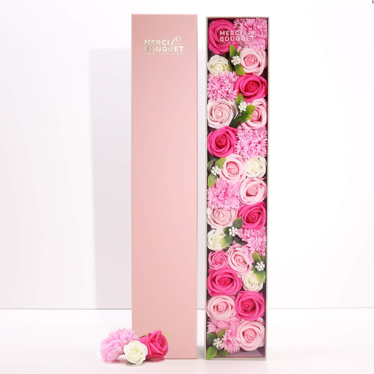 Pink extra long Baby Blessings soap flower gift box