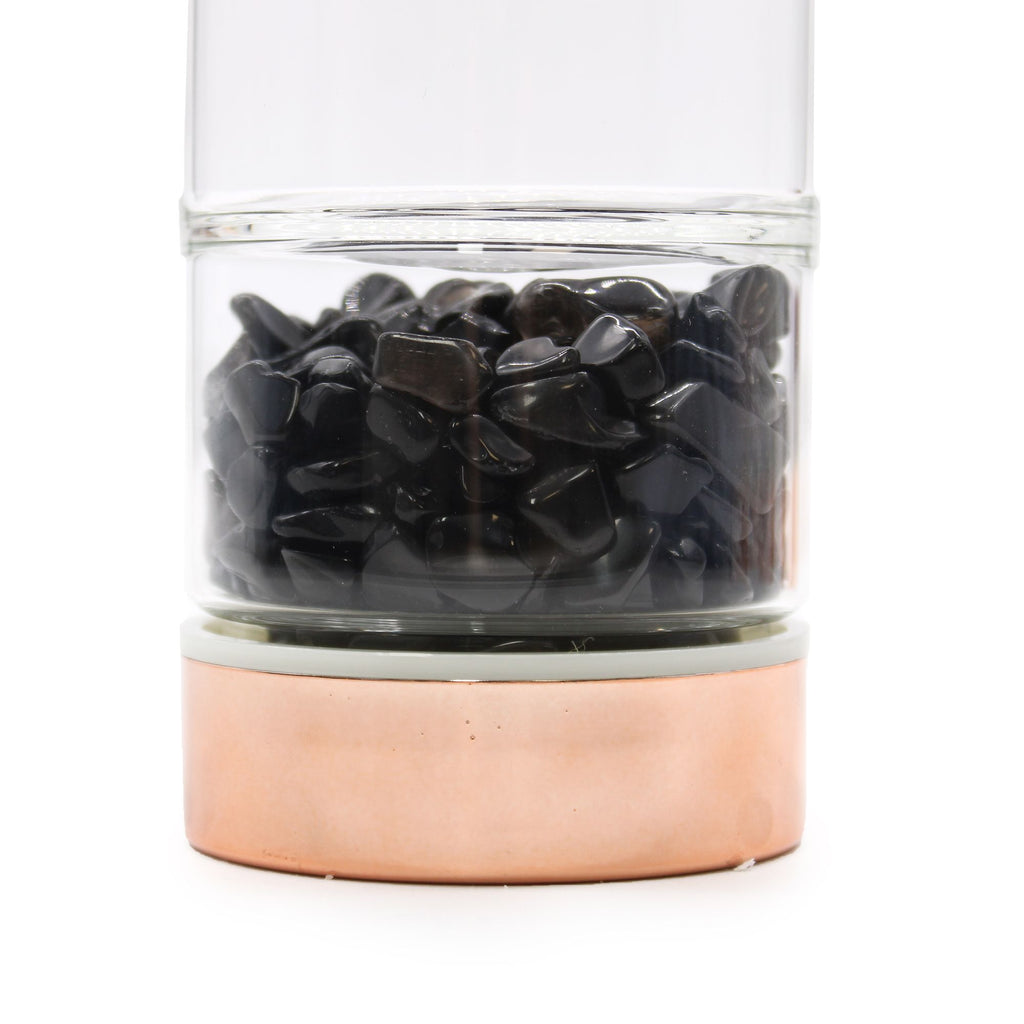Glass Tea Infuser Bottle – Rose Gold & Onyx, 500ml