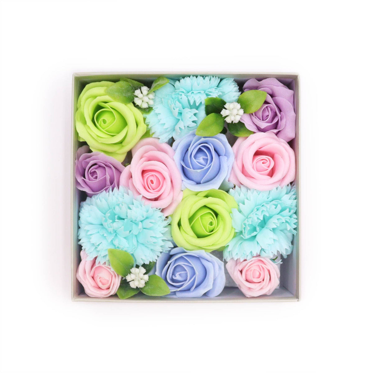 Blue square Baby Blessings soap flower gift box