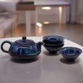 Herbal Blues Ceramic Tea Set – Teapot & 4 Cups