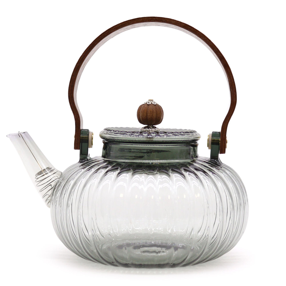 Glass Infuser Teapot – Charcoal Ribbed, 950ml