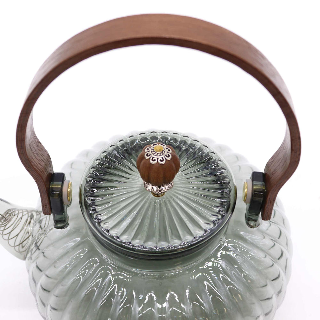 Glass Infuser Teapot – Charcoal Ribbed, 950ml