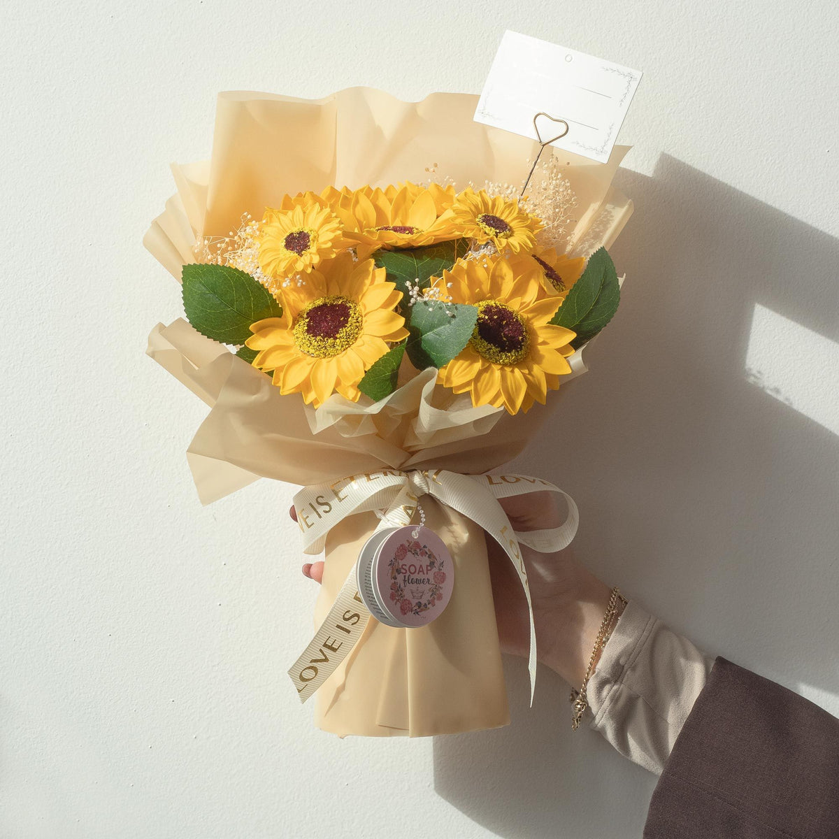 Sunflowers Love Is Eternal soap flower bouquet
