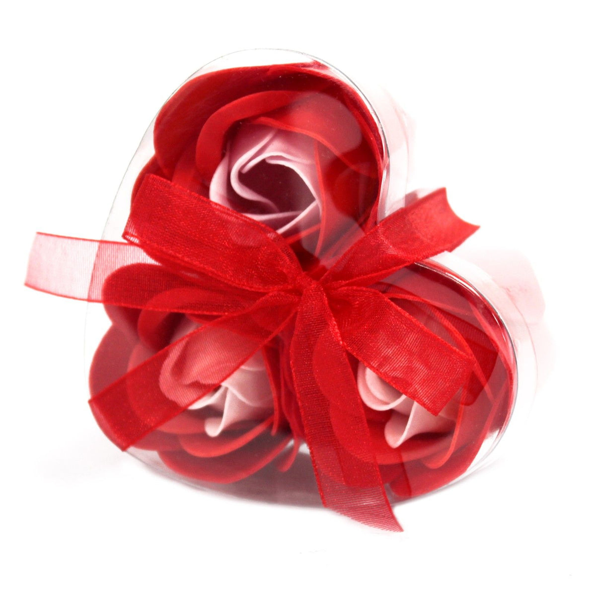 Red set of 3 soap rose heart gift boxes