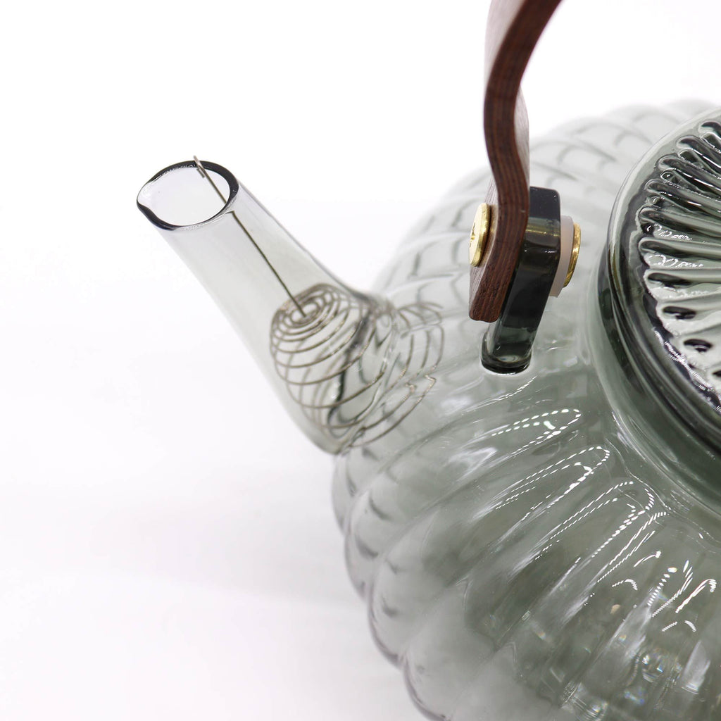 Glass Infuser Teapot – Charcoal Ribbed, 950ml