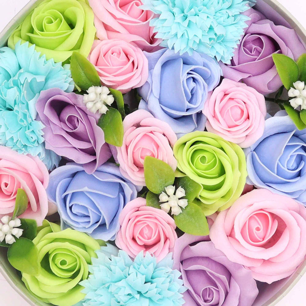 Blue round Baby Blessings soap flower gift box
