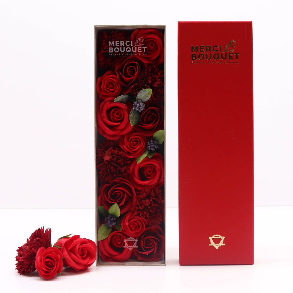 Long Classic Red Roses soap flower gift box