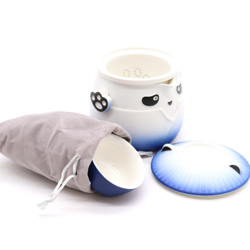 Panda Tea Set – Sky Blue, Teapot & 3 Cups