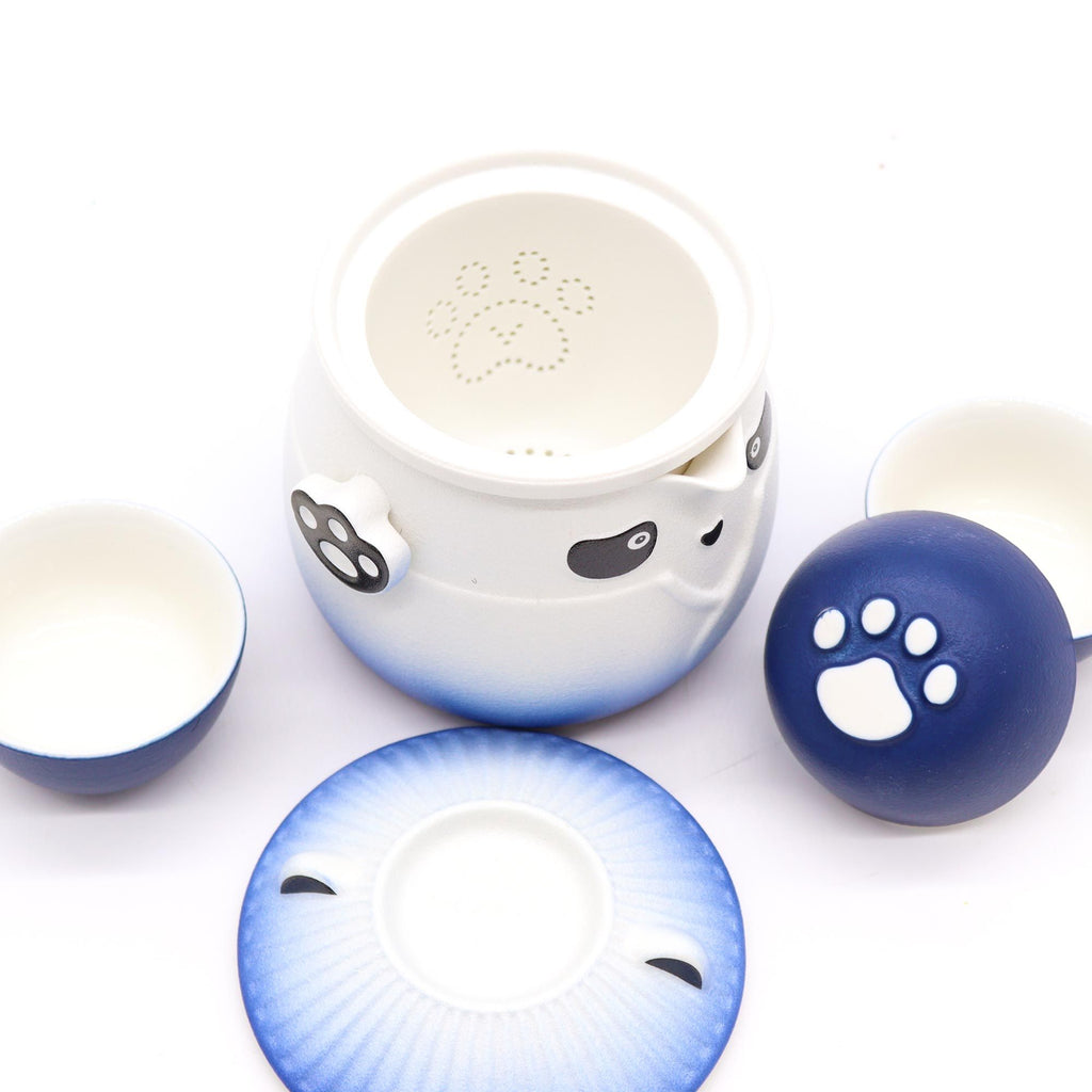 Panda Tea Set – Sky Blue, Teapot & 3 Cups