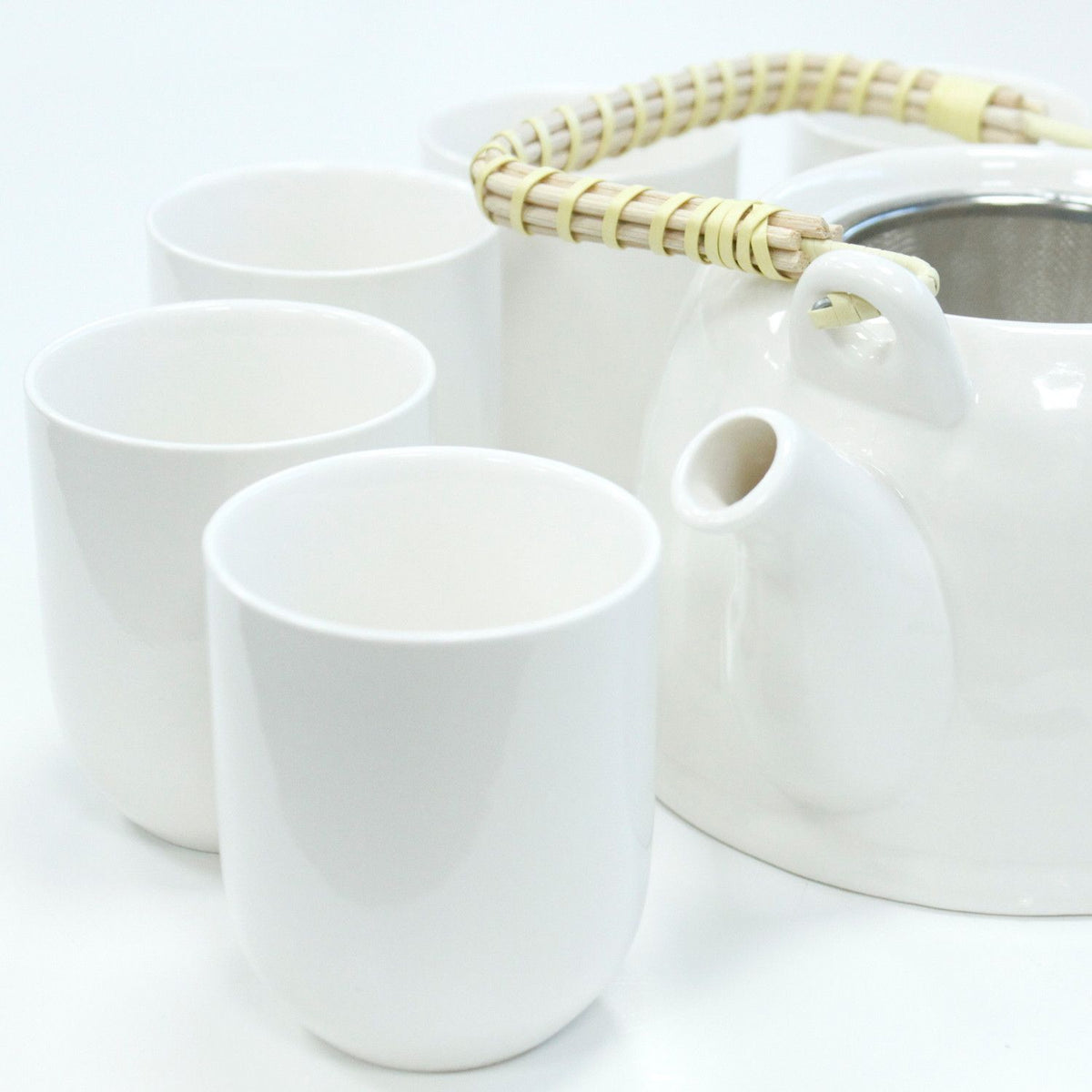 Classic White Herbal Tea Set – Teapot & 6 Cups