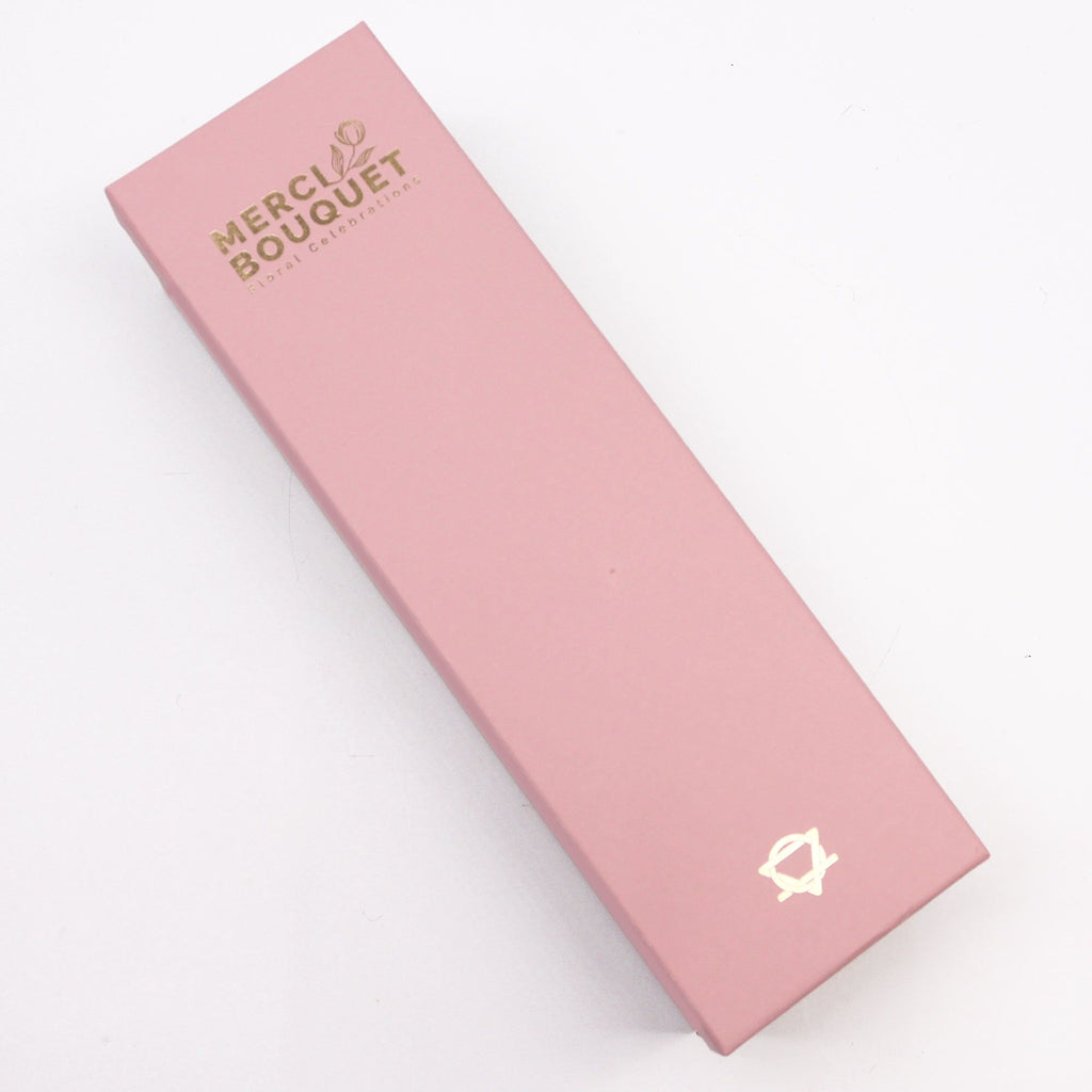 Pink long Baby Blessings soap flower gift box