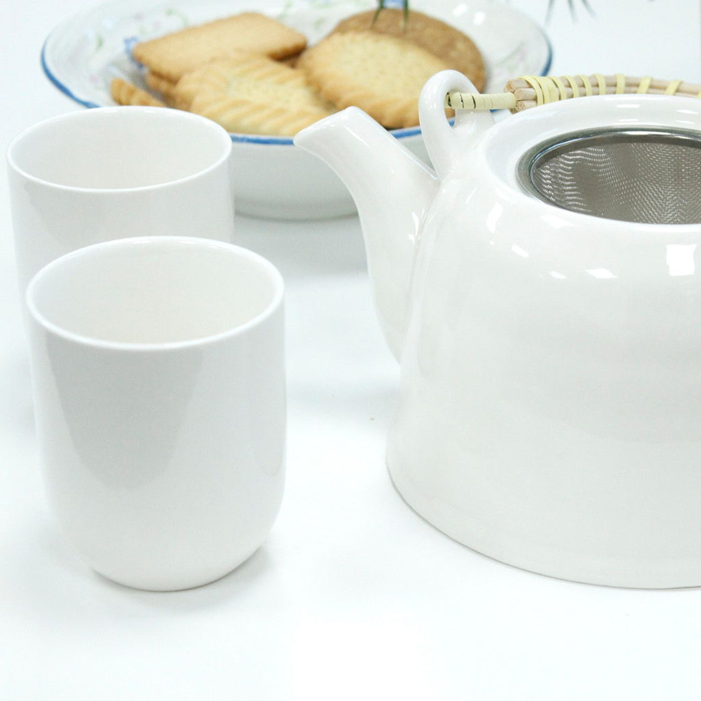 Classic White Herbal Tea Set – Teapot & 6 Cups