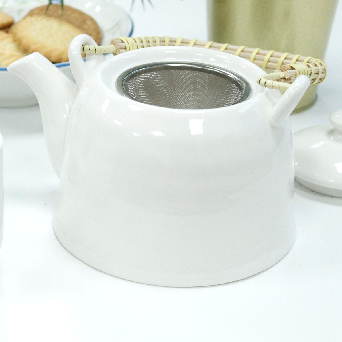 Classic White Herbal Tea Set – Teapot & 6 Cups