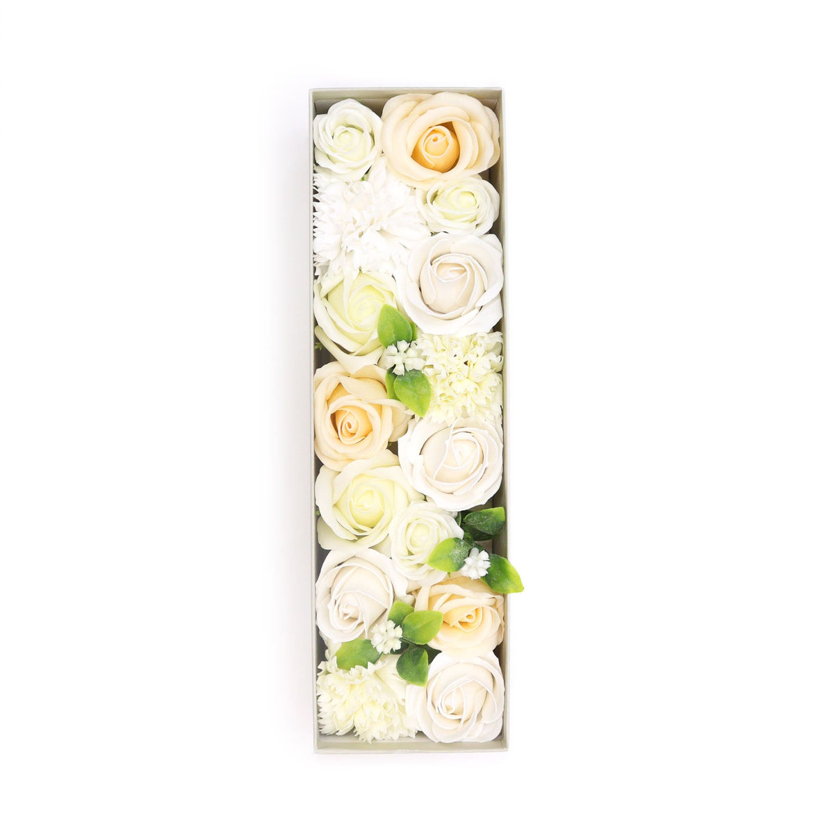 Long Wedding Blessings white and ivory soap flower gift box
