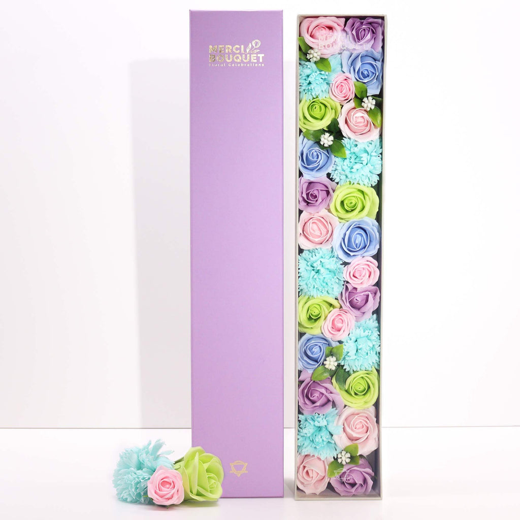 Blue extra long Baby Blessings soap flower gift box