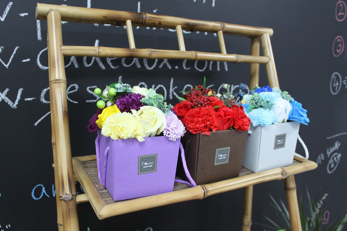 Red Rose and Carnation soap flower bouquet