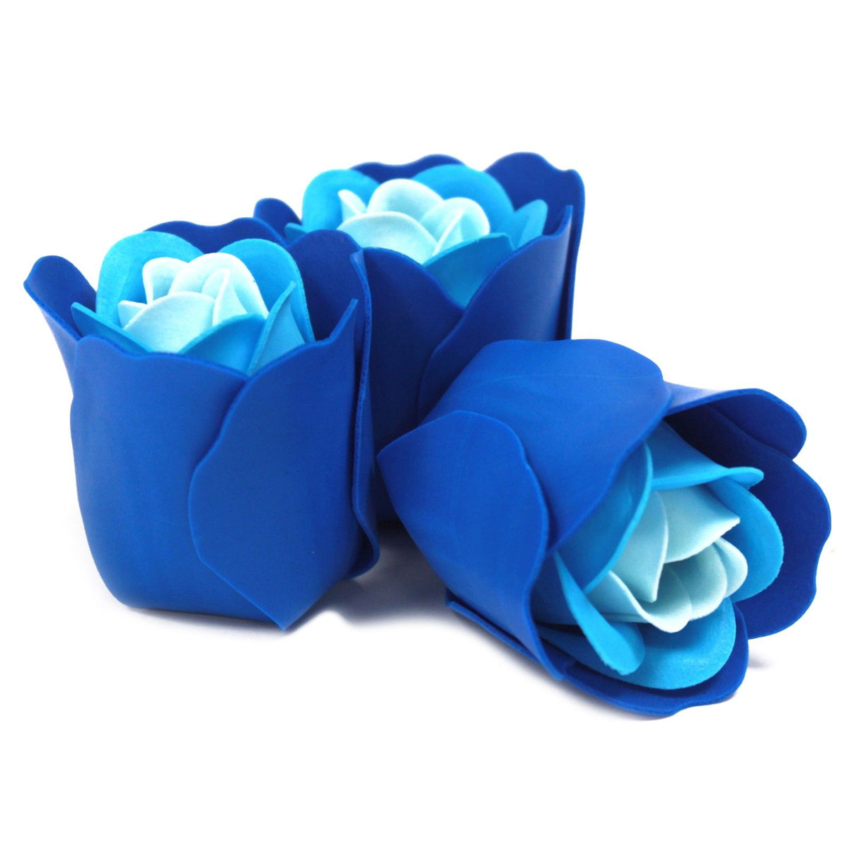 Blue set of 3 soap rose heart gift boxes