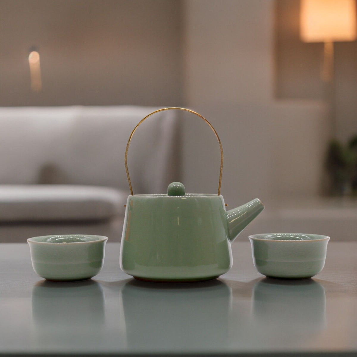 Jade Teapot Set – Teapot & 2 Cups
