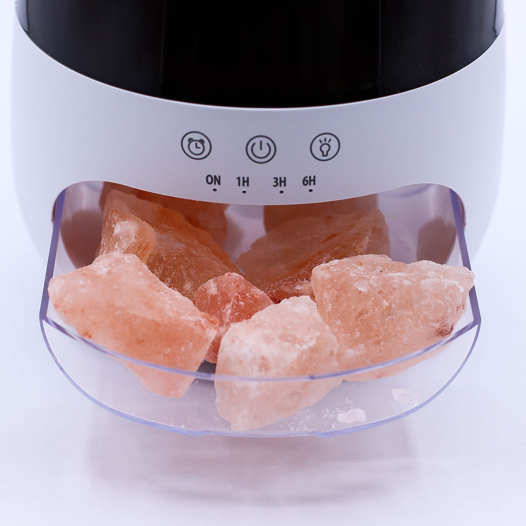 Salt Stone Flame Effect Aroma Diffuser  - White USB - Colour Change and Timer