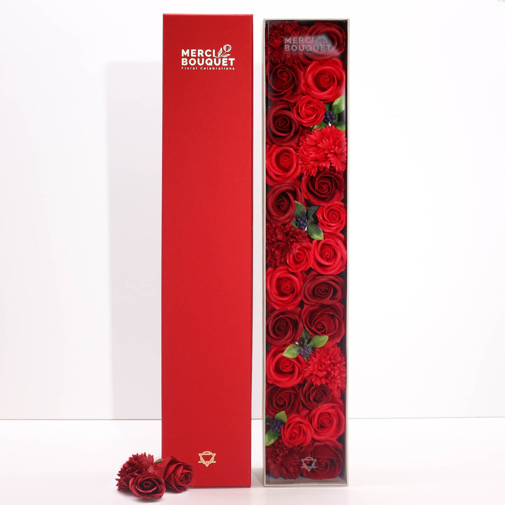 Extra Long Classic Red Roses soap flower gift box