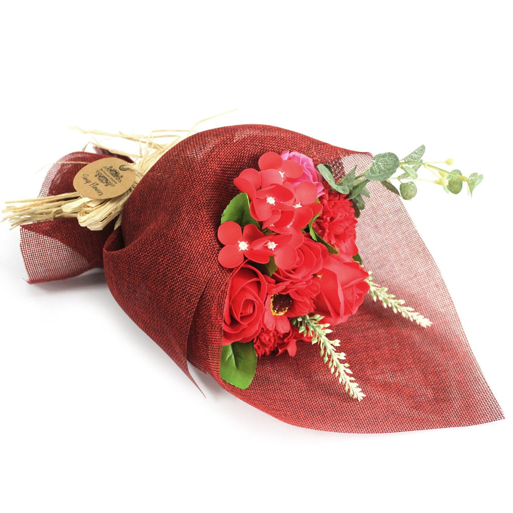 Red standing soap flower bouquet