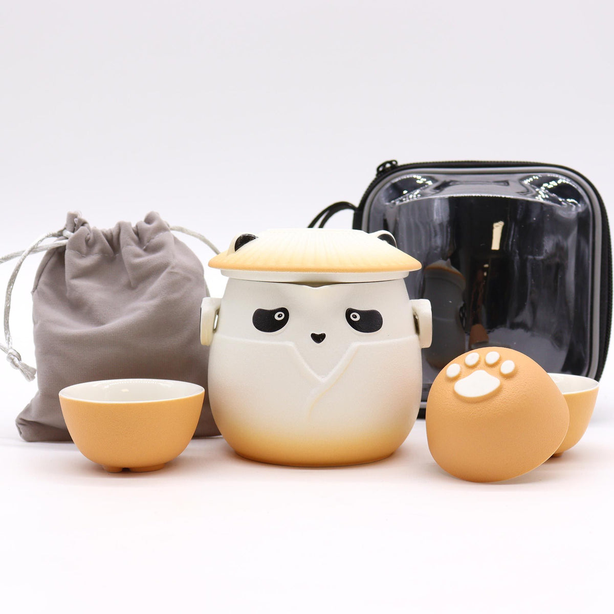 Panda Tea Set – Orange, Teapot & 3 Cups