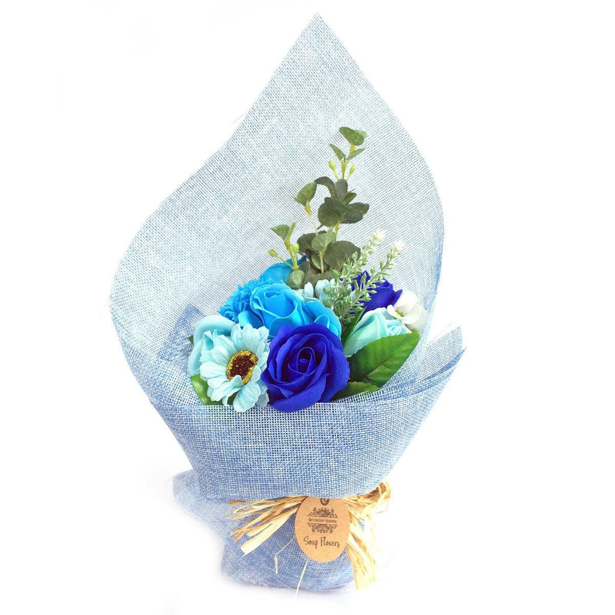 Blue standing soap flower bouquet