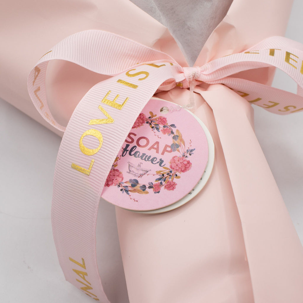 Pink Roses Love Is Eternal soap flower bouquet
