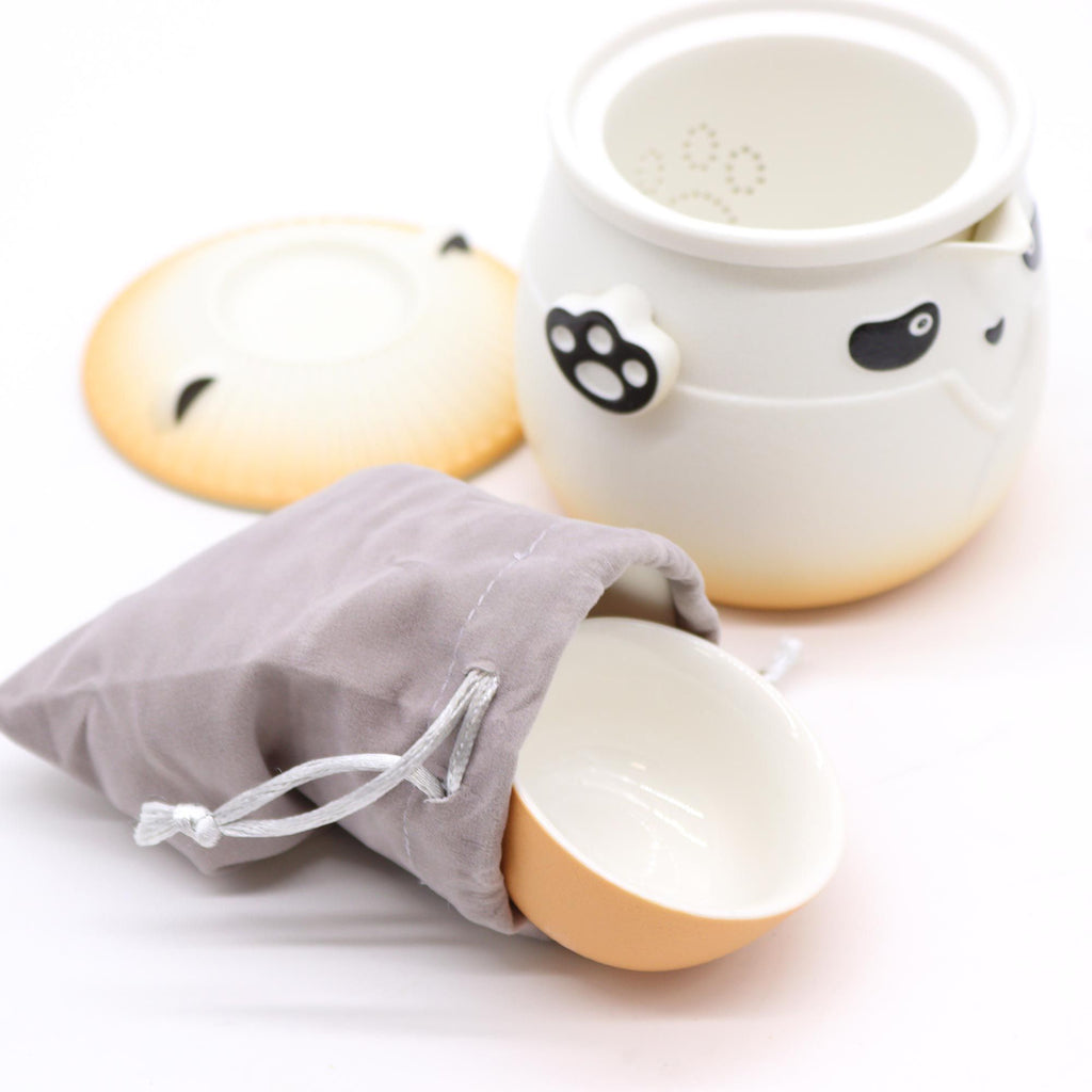 Panda Tea Set – Orange, Teapot & 3 Cups