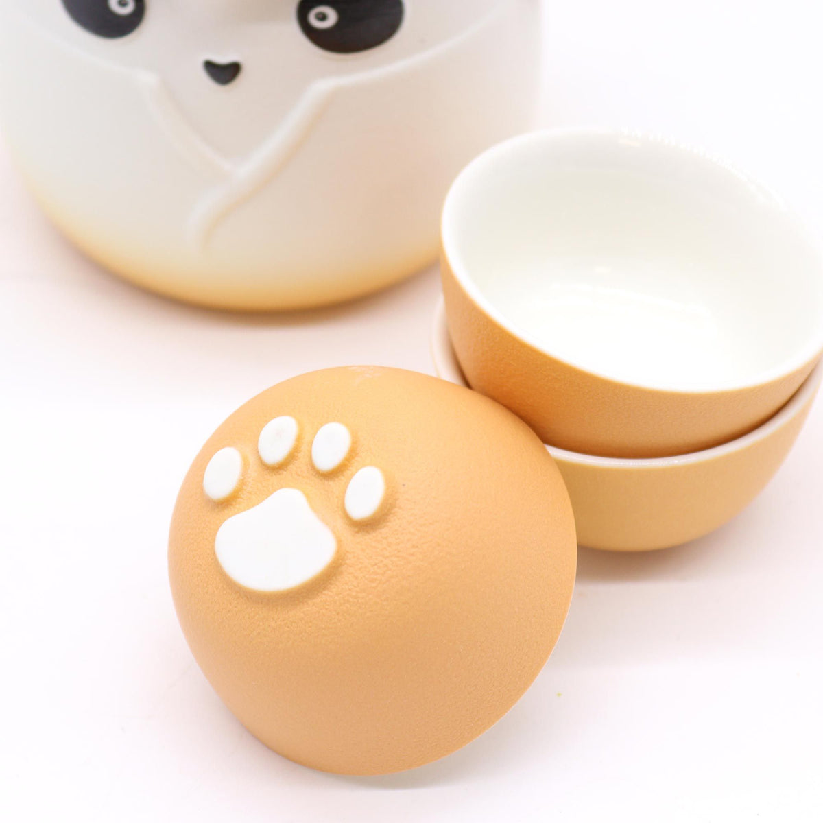 Panda Tea Set – Orange, Teapot & 3 Cups