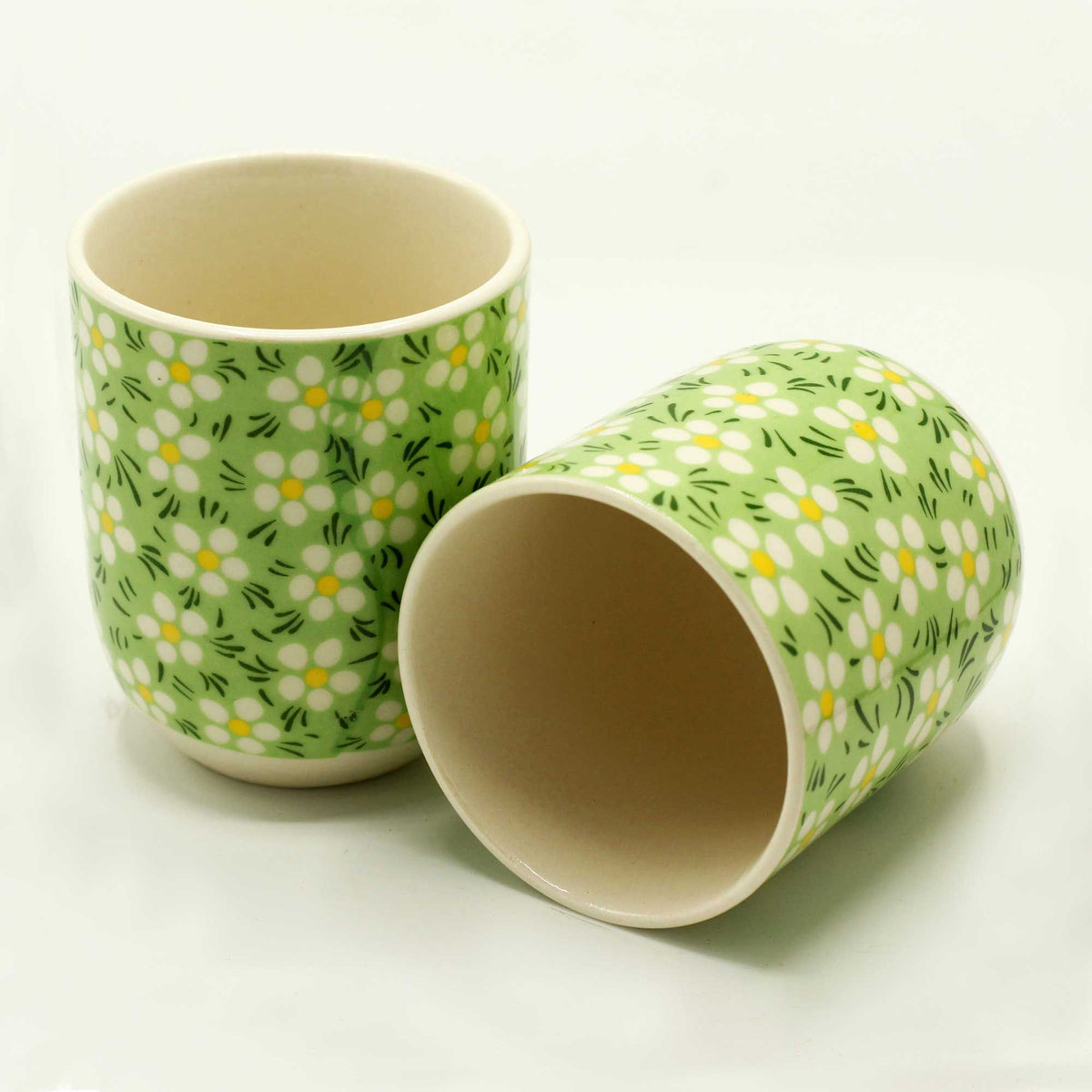 Green Daisy Herbal Tea Cups – Set of 6