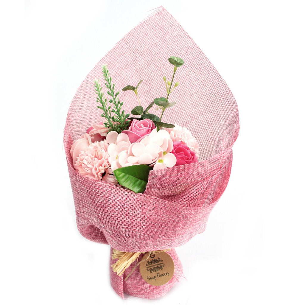 Pink standing soap flower bouquet