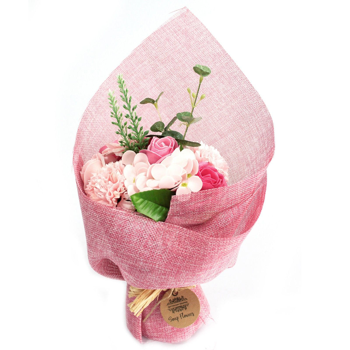 Pink standing soap flower bouquet