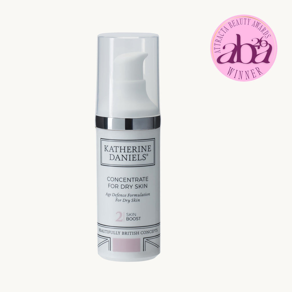 Katherine Daniels Concentrate for Dry Skin with award badge