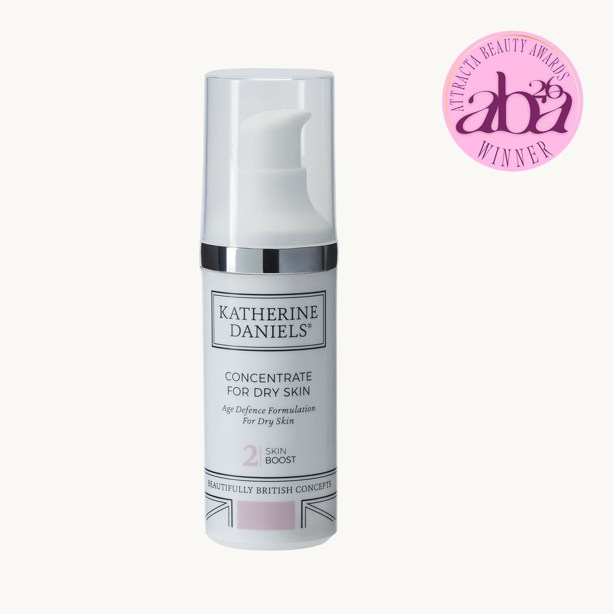 Katherine Daniels Concentrate for Dry Skin with award badge