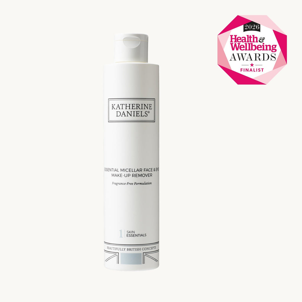 Katherine Daniels Essential Micellar Face & Eye Make-Up Remover with Health & Wellbeing Awards 2026 finalist badge