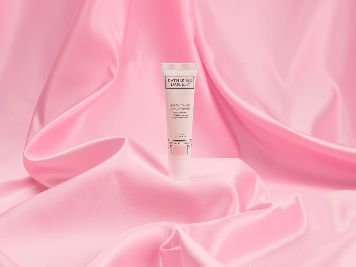 Katherine Daniels Multi-Vitamin Concentrate on pink silk