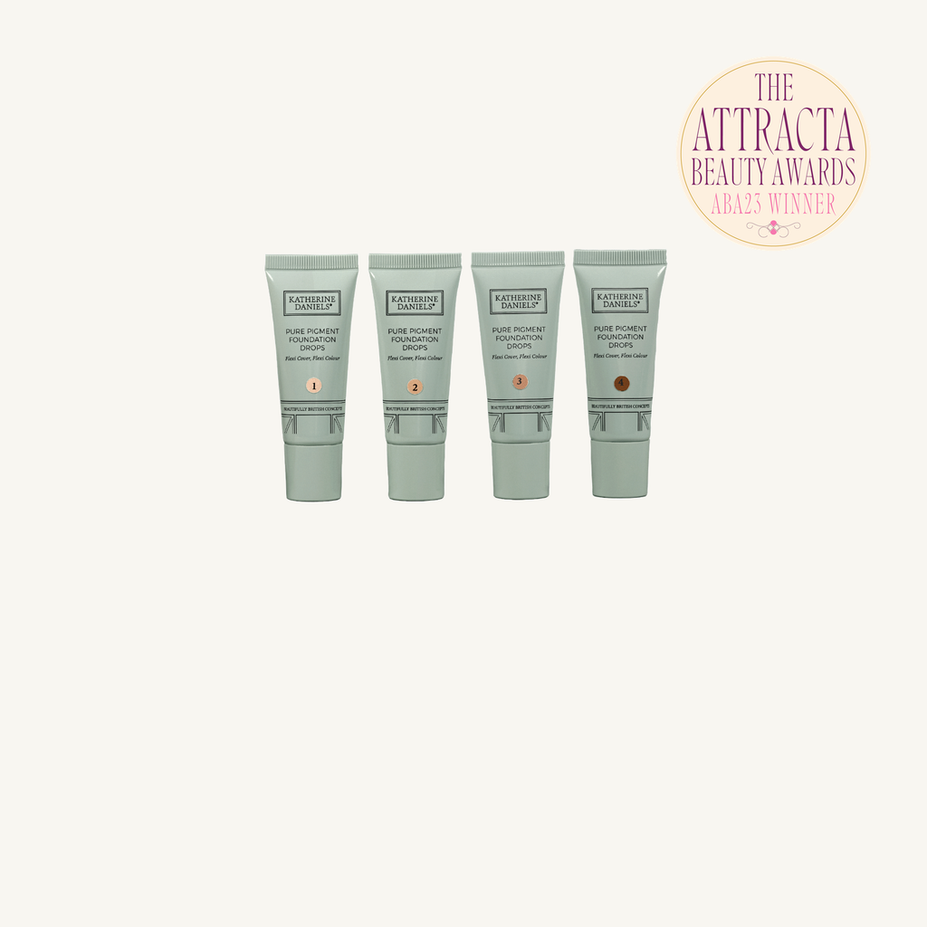 Katherine Daniels Pure Pigment Foundation Drops with Attracta Beauty Awards ABA23 Winner badge