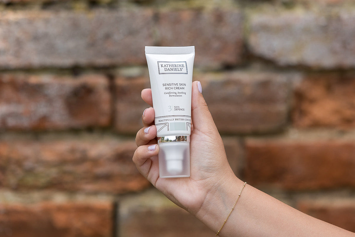 Katherine Daniels Sensitive Skin Rich Cream held in hand