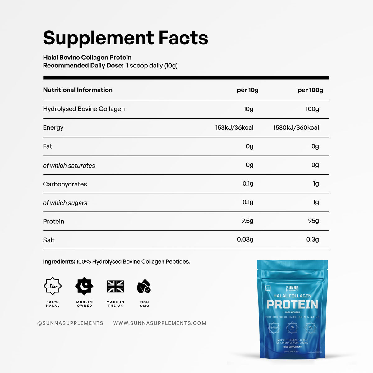 SUNNA Grass-Fed Halal Collagen Peptides