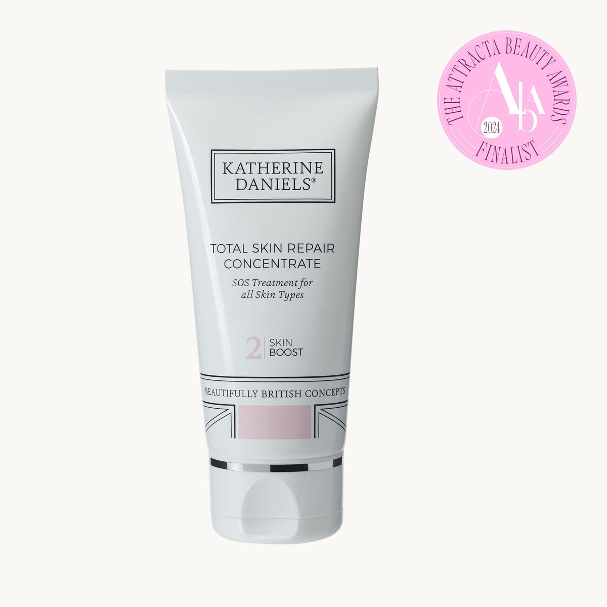 Katherine Daniels Total Skin Repair Concentrate with award badge